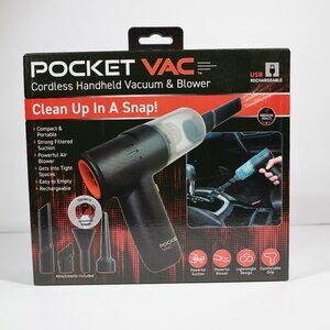 Pocket Vac Rechargeable Vacuum & Blower w/Accessories Portable As Seen on TV NEW
